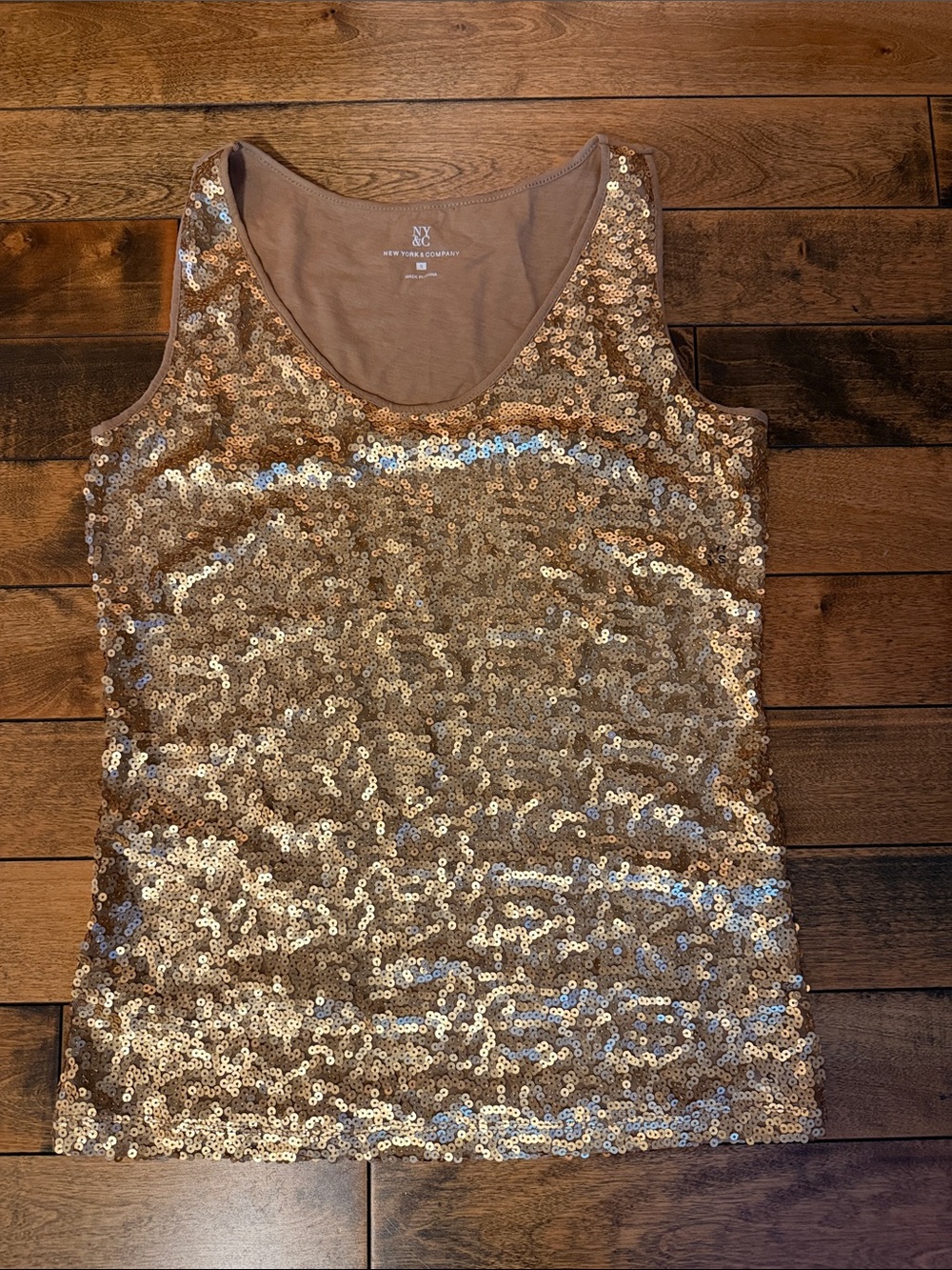 New York & Company Gold Sequin Tank